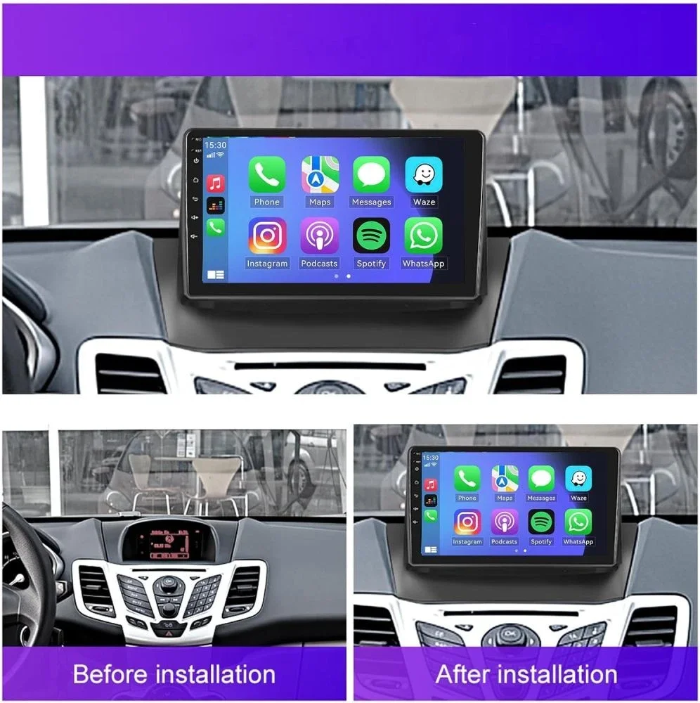 9inch Car Stereo Radio Fit For Carplay GPS Navigation Fit For Ford Fiesta 2009 - 2014 Android 14 Android auto/4+64G+AHD camera
