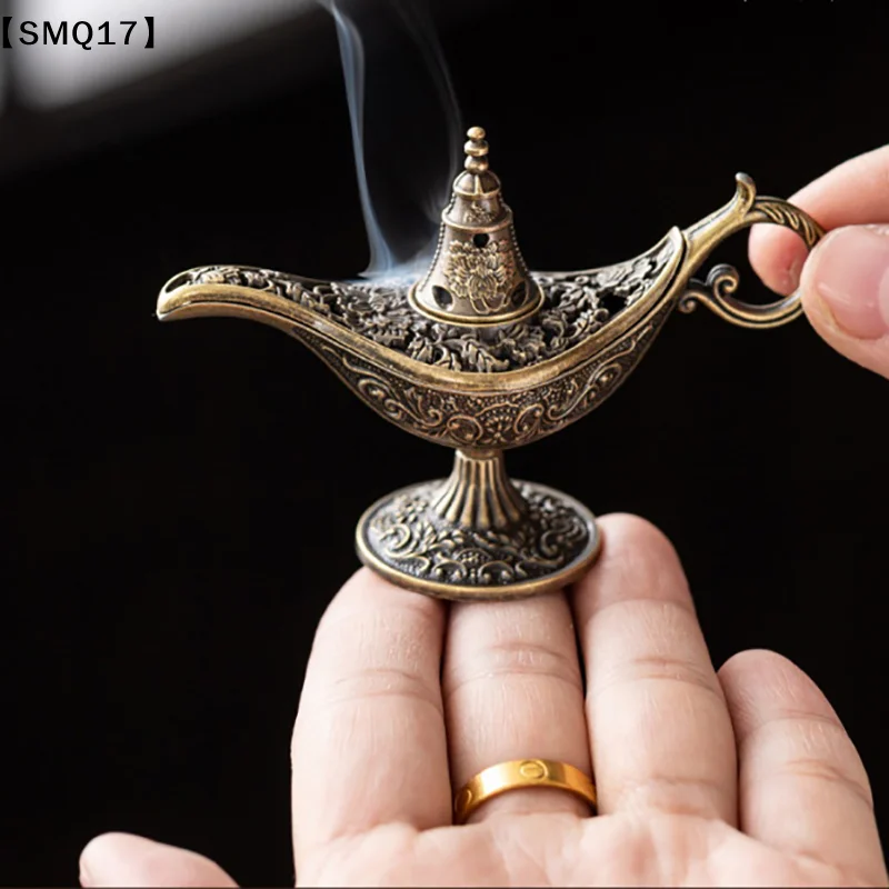 Antique Style Lamp Metal Incense Burner Scented Unscented Candle Holder Home Decor Gift Arabic Incense Burner【SMQ】