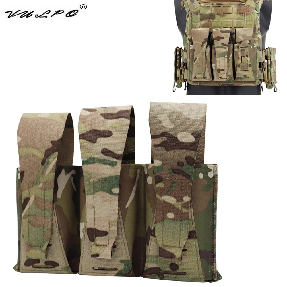 VULPO Tactical Vest 5.56 M4 Magazine Pouch Front Panel Laser Cutting Triple Mag Pouch For Hunting Airsoft Vest Gear