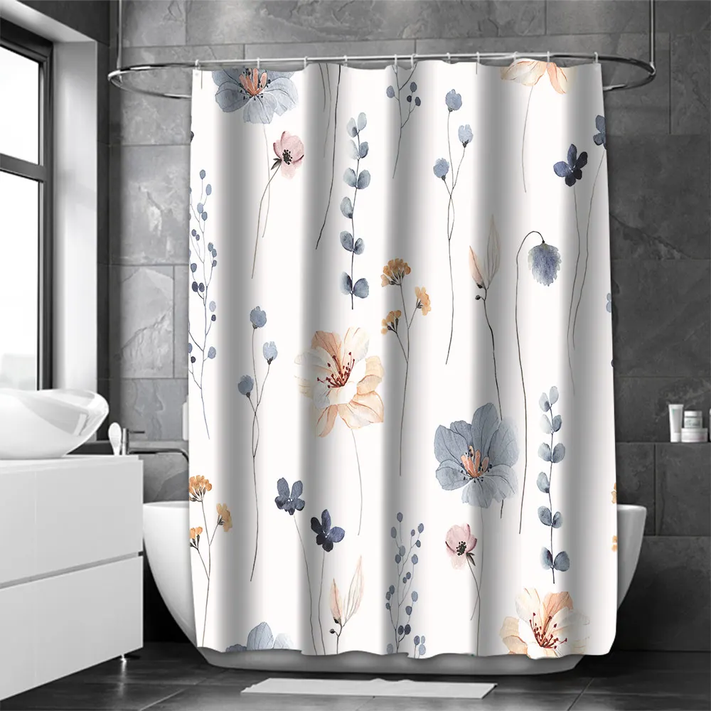 

Flowers And Plants Bathing Curtain Bathroom Nordic green leaf Shower Curtain Waterproof With 12 Hooks Home Deco Free Ship