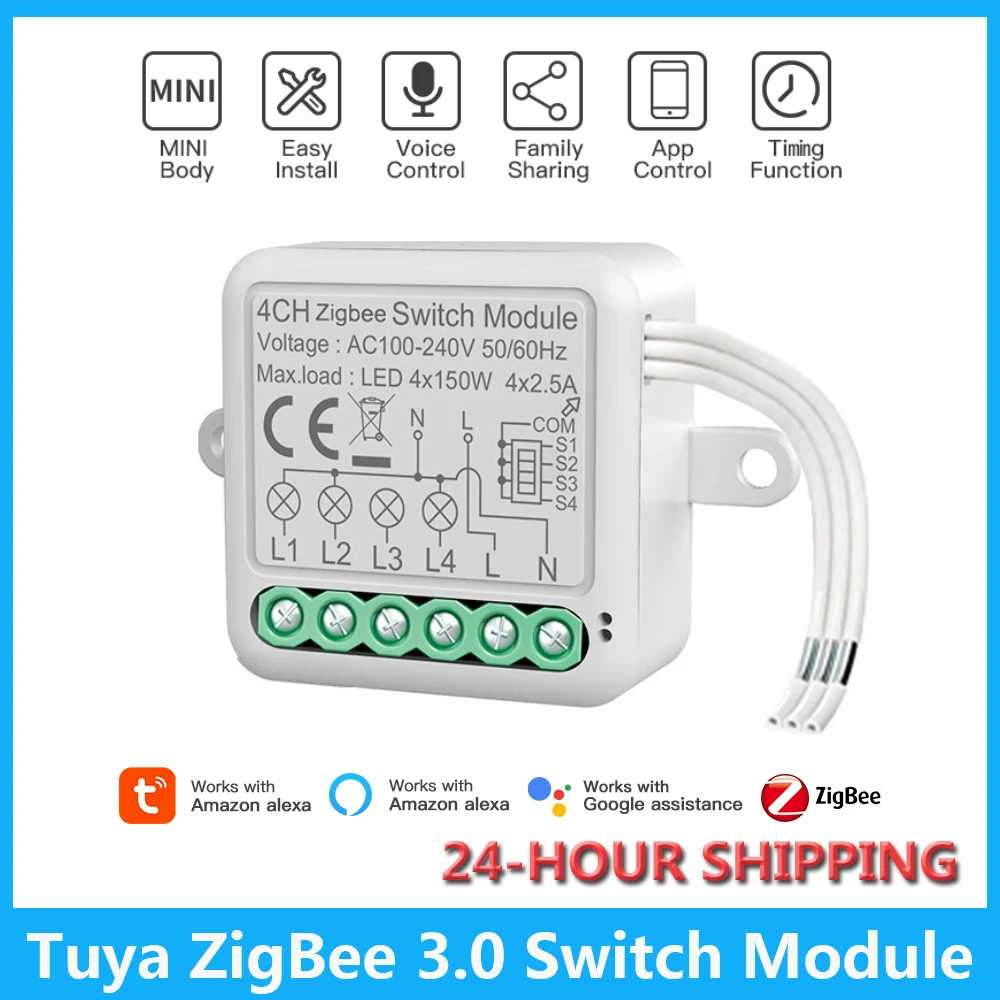 

Tuya Smart Zigbee Switch Module 4 Gang Switch Mini Smart Breaker Smart Life Control With Alexa Google Home Alice