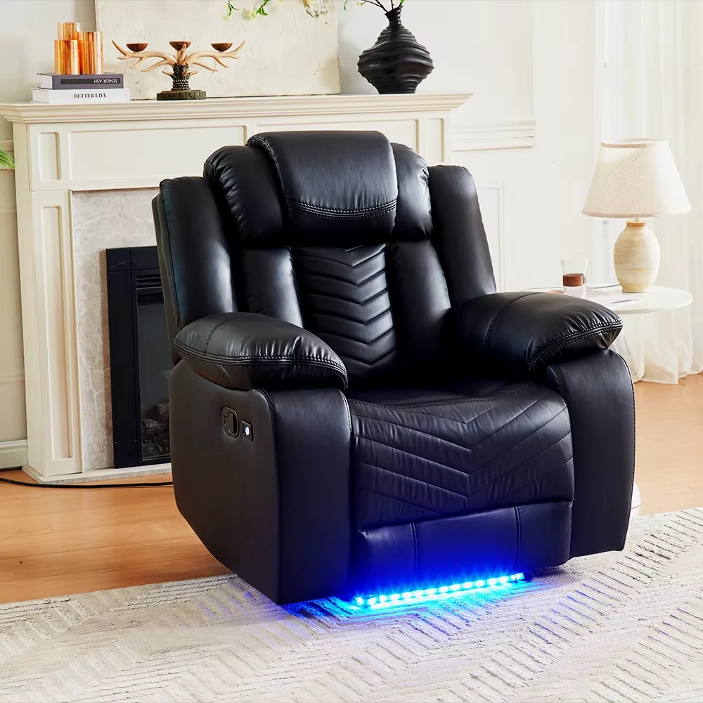 Multi-Functional Living Room Interior Cinema Motorized Sofa Sectional Single Seat Theater Chair Black Leather Electric Recliner