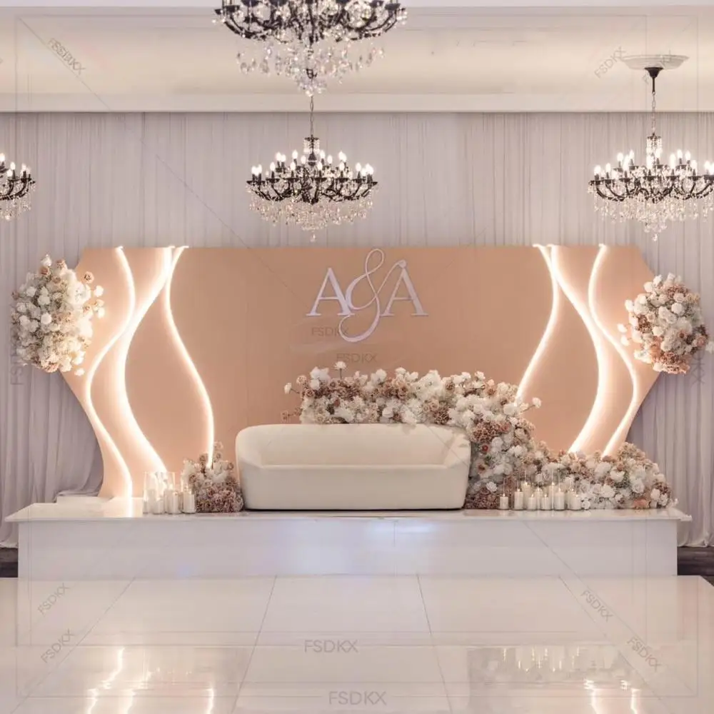 

Custom PVC Backdrop Design 360*240cm White PVC Arch Board for Wedding Backdrop Stage Decoration
