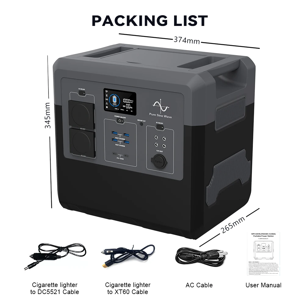 New Arrival 110V 220V Solar Generator Portable Power Station 2400W Outdoor Camping Bank