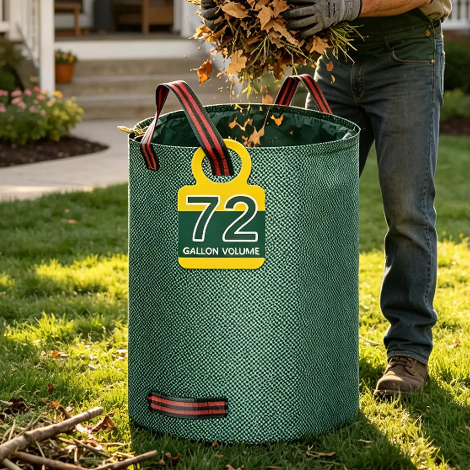 3 Pieces Yard Waste Bag 72 Gallon Waterproof Debris Collection Container with Gloves Yard Bag for Trash Garage Balcony Sweeping