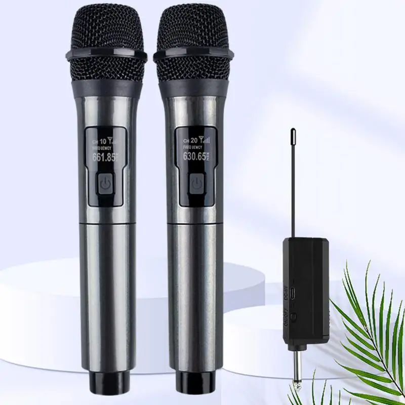 

Wireless Microphones Cordless Karaoke Microphones With Rechargeable Receiver Clear Sound Noise Reduction Microphone System Set