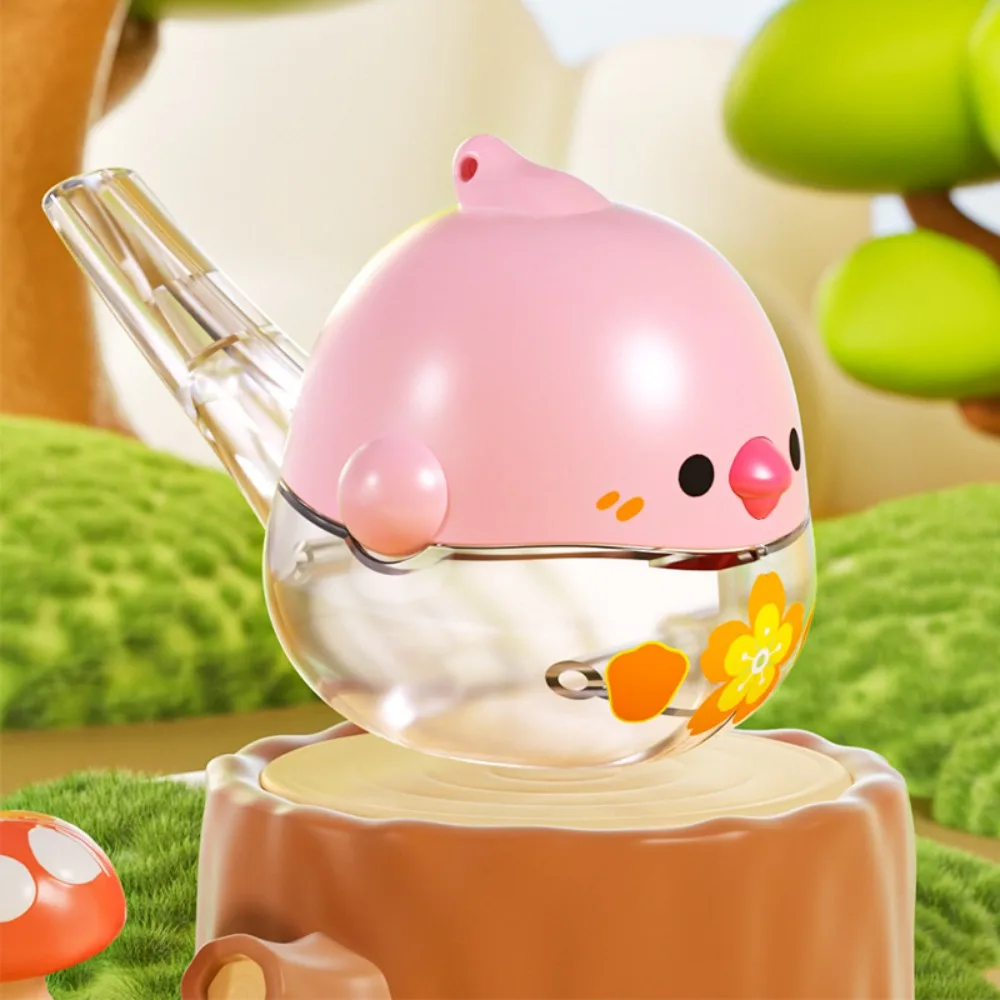 

Милый прозрачный свисток-птичка для тренировки мышц рта, с возможностью добавления воды, музыкальный инструмент в мультяшном стиле для малышей