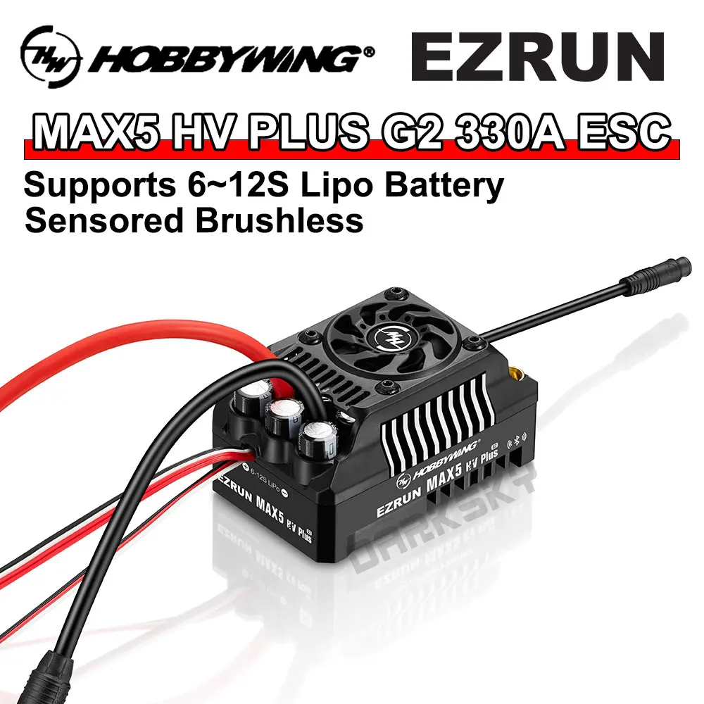 

Hobbywing EzRun 330A сенсорный бесщеточный ESC MAX5 HV PLUS G2 для 6 ~ 12S Lipo батареи 1/5 RC модель Monster Truck аксессуары