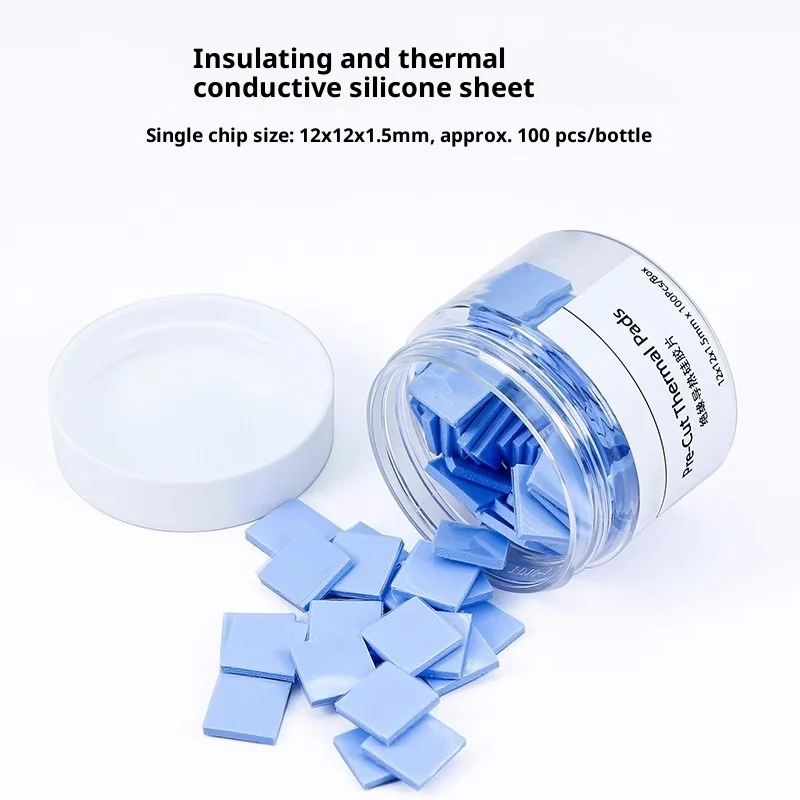 

TE-P1 Pre Cut Thermal Pads 12x12x1.5mm Insulating Soft Thermal Pads Silicone Sheet Motherboard CPU IC Repair