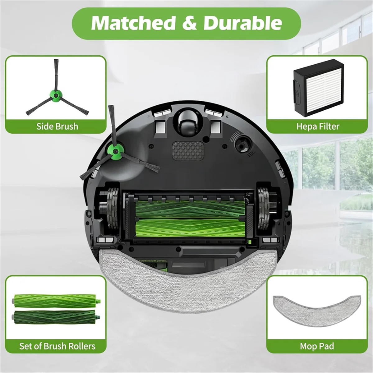 Suku cadang pengganti untuk IRobot Roomba Combo J7 + J9 +, aksesori termasuk 1 Set sikat karet, filter, sikat samping