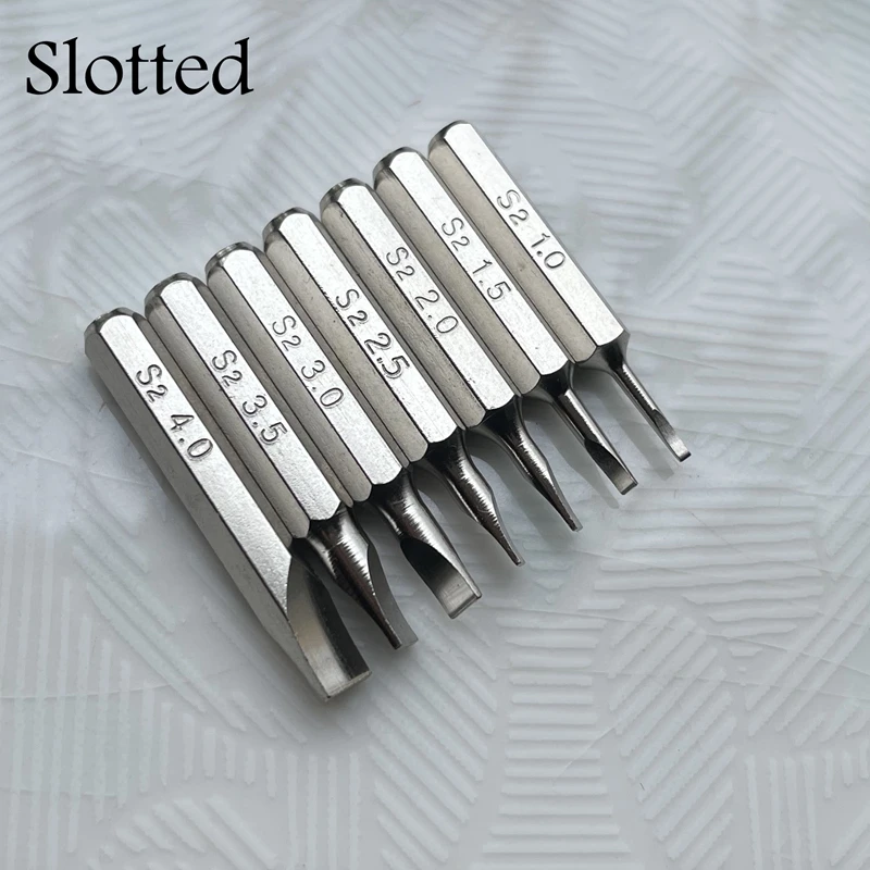 Slotted 1.0/1.5/2.0/2.5/3.0/3.5/4.0 H4×28mm Screwdriver Bits set 4mm 3/25 inch hand tools key iphone call phone Repairing