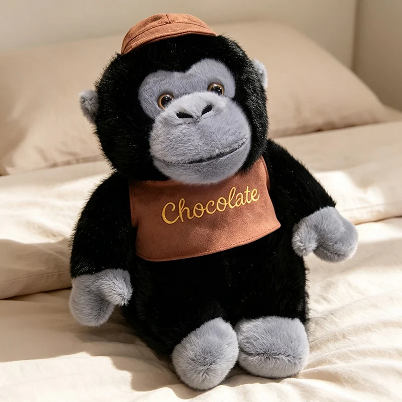 Lifelike Chimpanzee Plush Toy Soft Gorilla Monkey Hugging Pillow Cute Forest Animal Simulation Birthday Accompany Gift