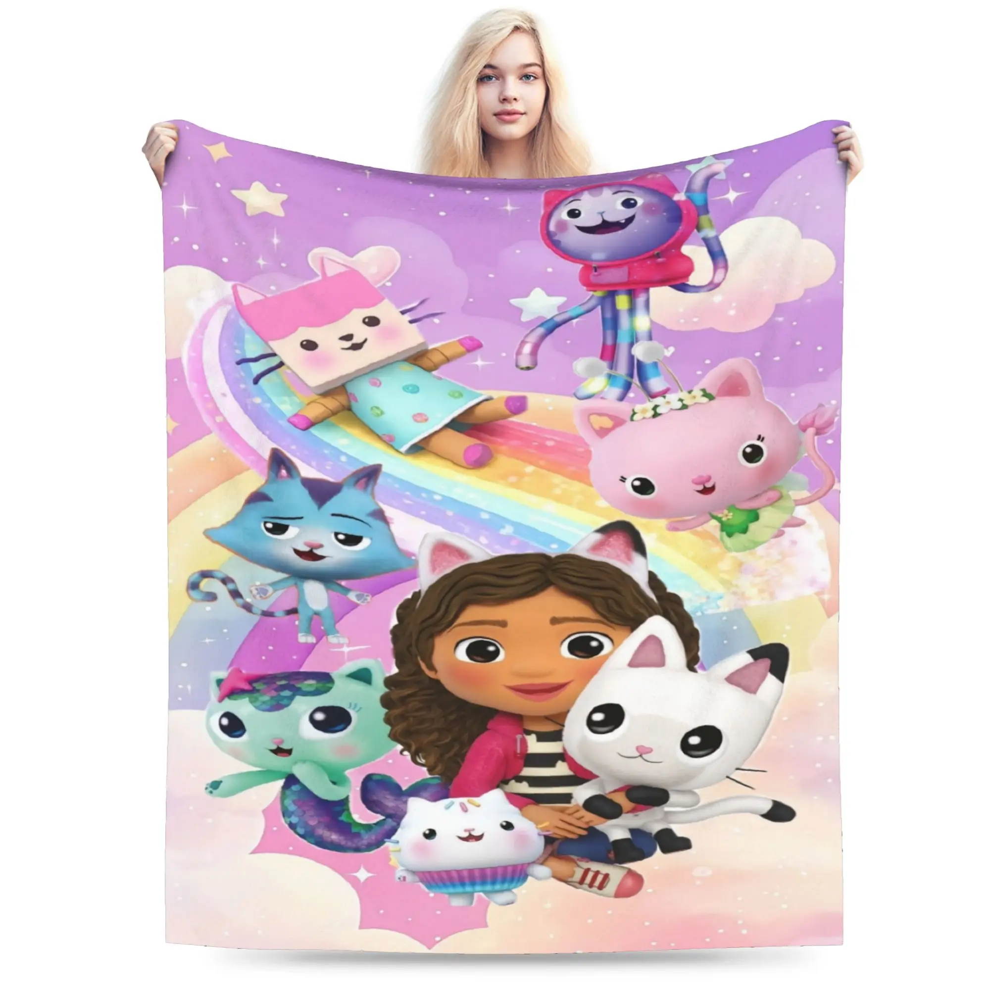 Gabbysed dollhouses Flannel Blanket Winter  Super Soft Throw Blanket for Child Outdoor Pattern Bedspread Sofa Bed Cover