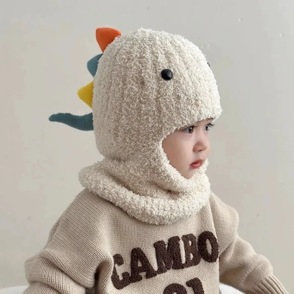 

Модная защитная шапка для ушей с милым мультяшным динозавром, ветрозащитная теплая шапка, шарф, цельный пуловер с защитой от холода, детская шапка