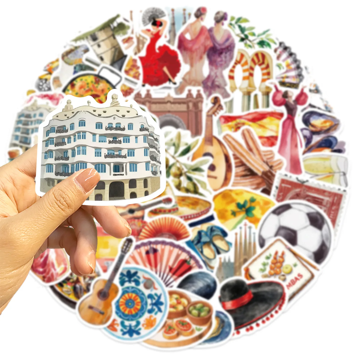 

50 PCS Cartoon Spanish Aesthetic Folk Culture Stickers Decorate Luggage Fridge Scrapbook Water Cup Phone Case Non Repeated Decal