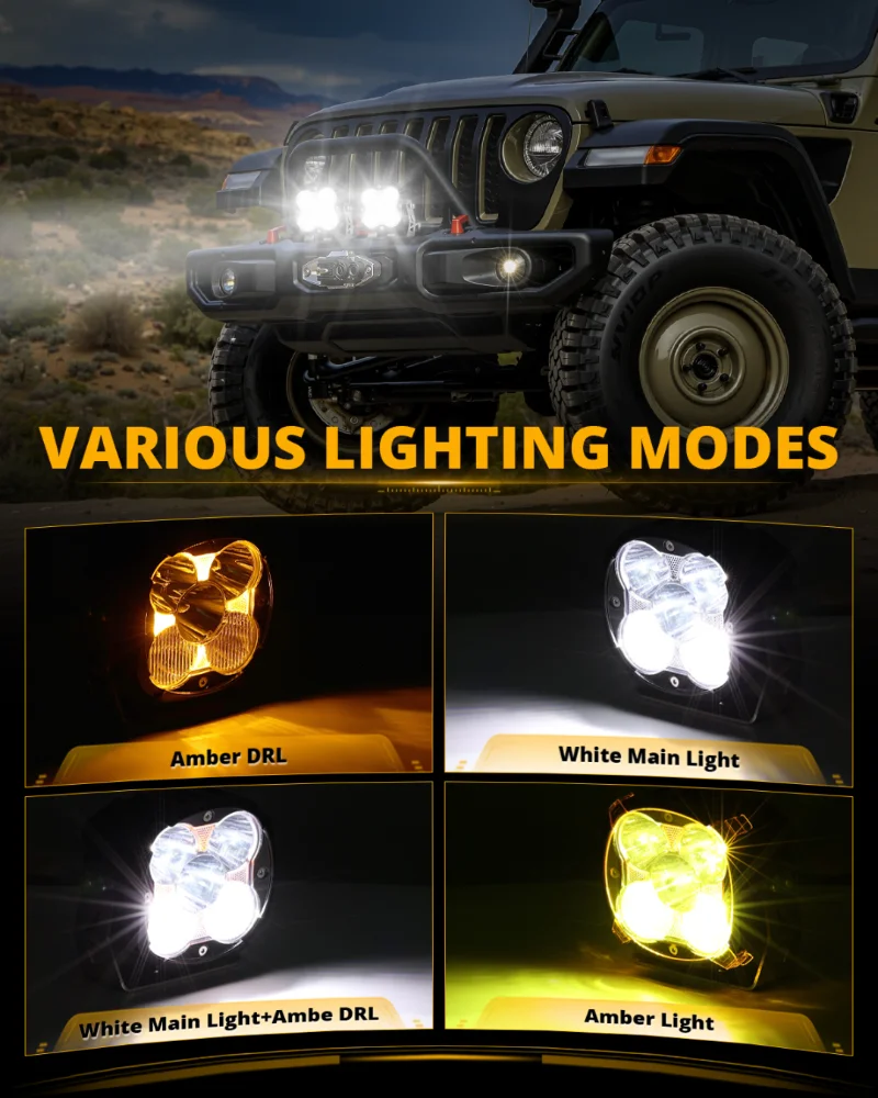 AUXBEAM 4.5 inch OFF ROAD Driving Work Lights with Amber DRL Plug & Play LED Pod Light Spot / Flood / Combo XP-ULTRA SERIES
