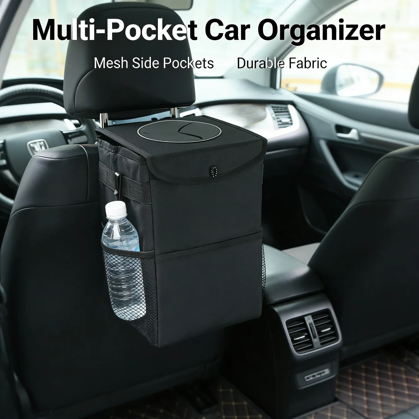 

Car Backseat Hanging Trash Can Oxford Cloth Waterproof Flip Cover Foldable Washable Storage Bin