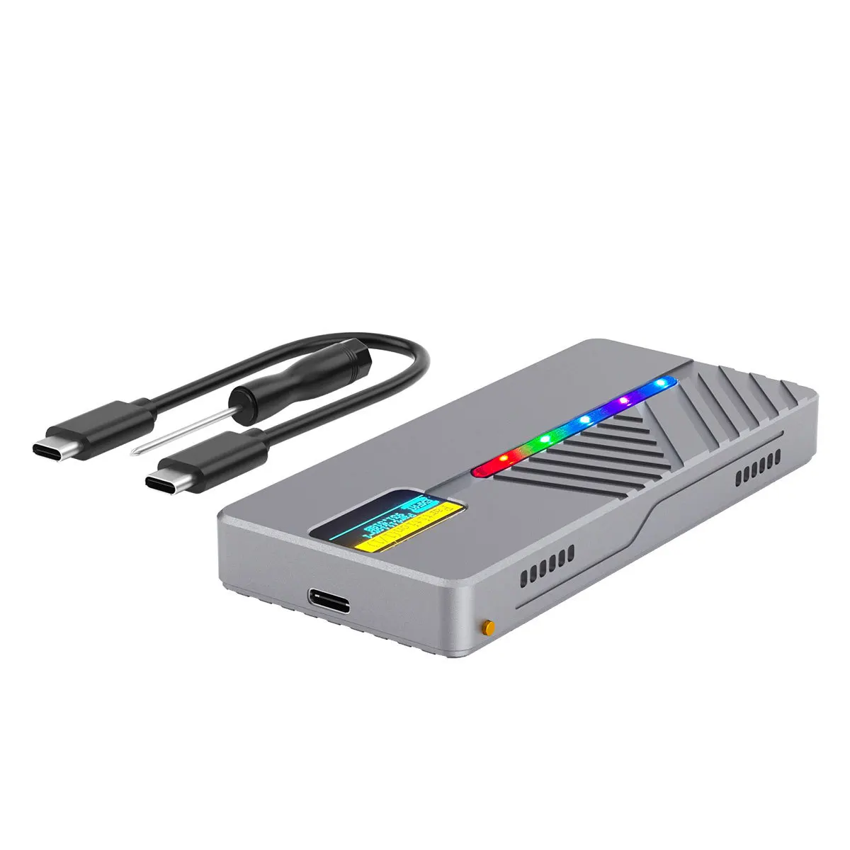 UTHA 지능형 디스플레이 M.2 모바일 하드 디스크 박스 10GB 듀얼 프로토콜 NVMe/NGFF 솔리드 스테이트 알루미늄 합금 쉘