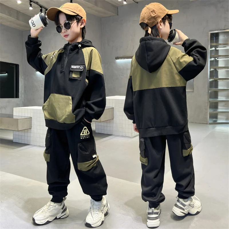 Boys Sweatshirts +Pants Kids Suits 2PCS/Set Cotton 2024 Pullover Spring Autumn Cotton Jogging Suit Outfits Christmas Gift Childr