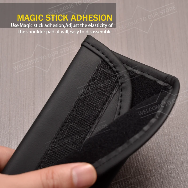 2pcs Car For Hilux REVO Pickup Truck OFF-Road Logo Seat Belt Cushion Leather Safety Belt Shoulder Protector Pads view 2