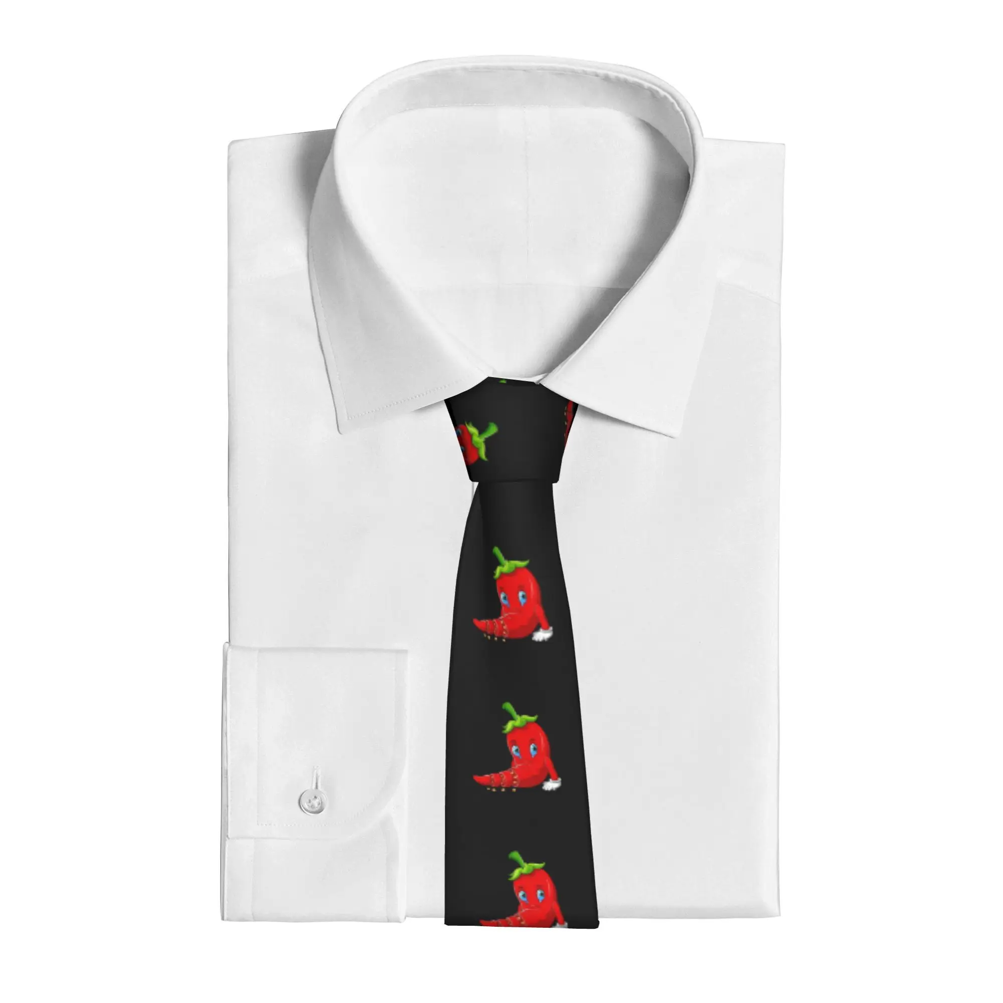 1pc Men'S Food Vegetable Chili Hot Spicy Burning Fire Pepper Kawaii Anime Cartoon Tie Soft Comfortable Polyester