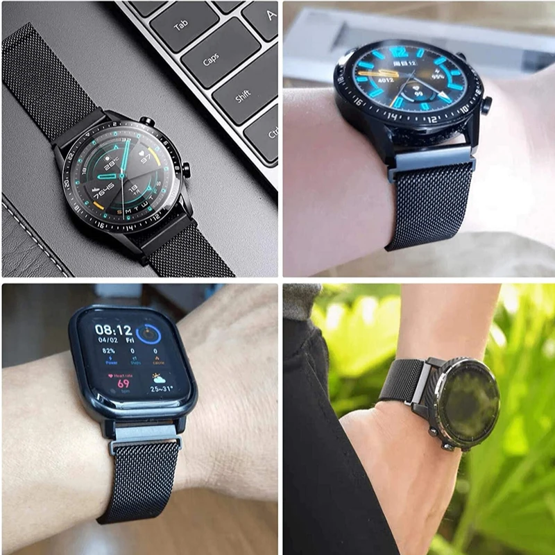 Ремешок «Миланская петля» для Amazfit GTS 4 mini/GTR/Stratos, металлический браслет для Samsung Watch 5 4, Huawei Watch 3/Φ Pro, 20 мм 22 мм