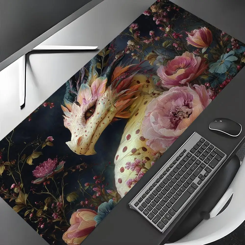 

Artistic fantasy designs flower and dragon Mouse Pad Desk Mat Gaming mat gamer pc accessories rubber anti-slip keypad mousepad