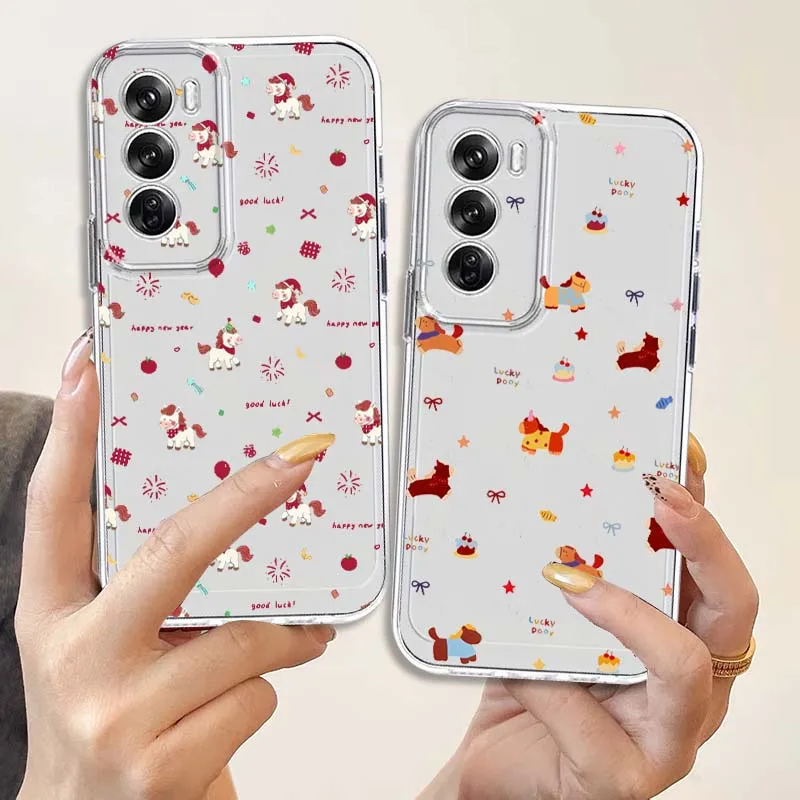 

Cartoon Horse Cute Phone Case For OPPO A11 A16 A55 A56 A57 A72 A52 A73 A74 A54 A76 A78 A58 A98 Pro 5G Transparent