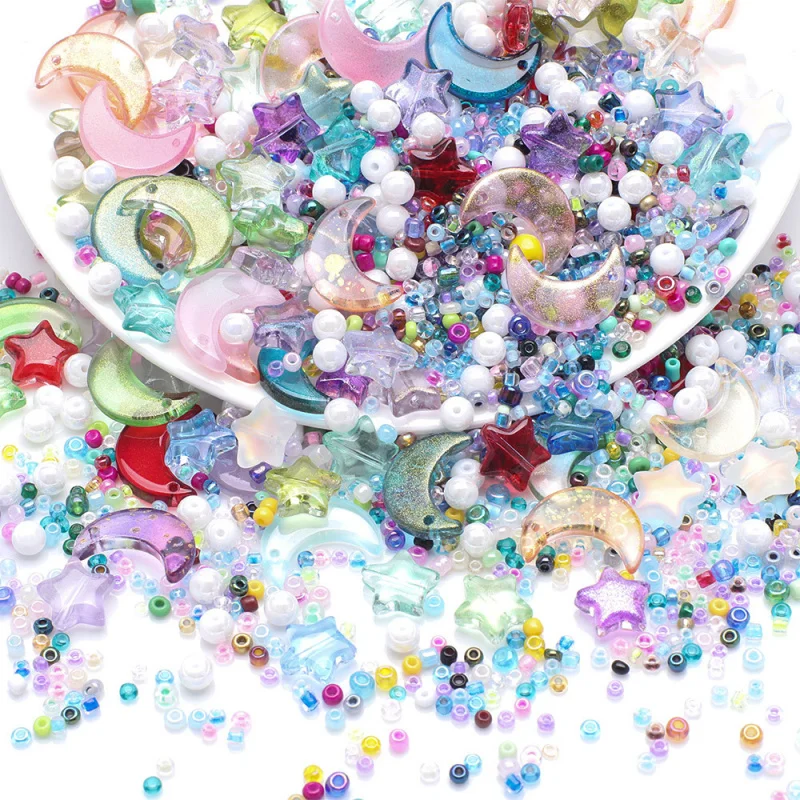 33G/LOT Pentagram Moon Pearl Rice Pearl Color Combination Set DIY Bracelet Necklace Jewelry Accessories