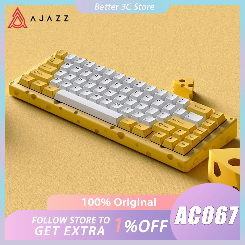 

Ajazz AC067 Wired Mechanical Keyboard 67 Keys Hot Swap RGB Gaming Keyboard E-sports Aluminum Lump Customized Keybosrd Office