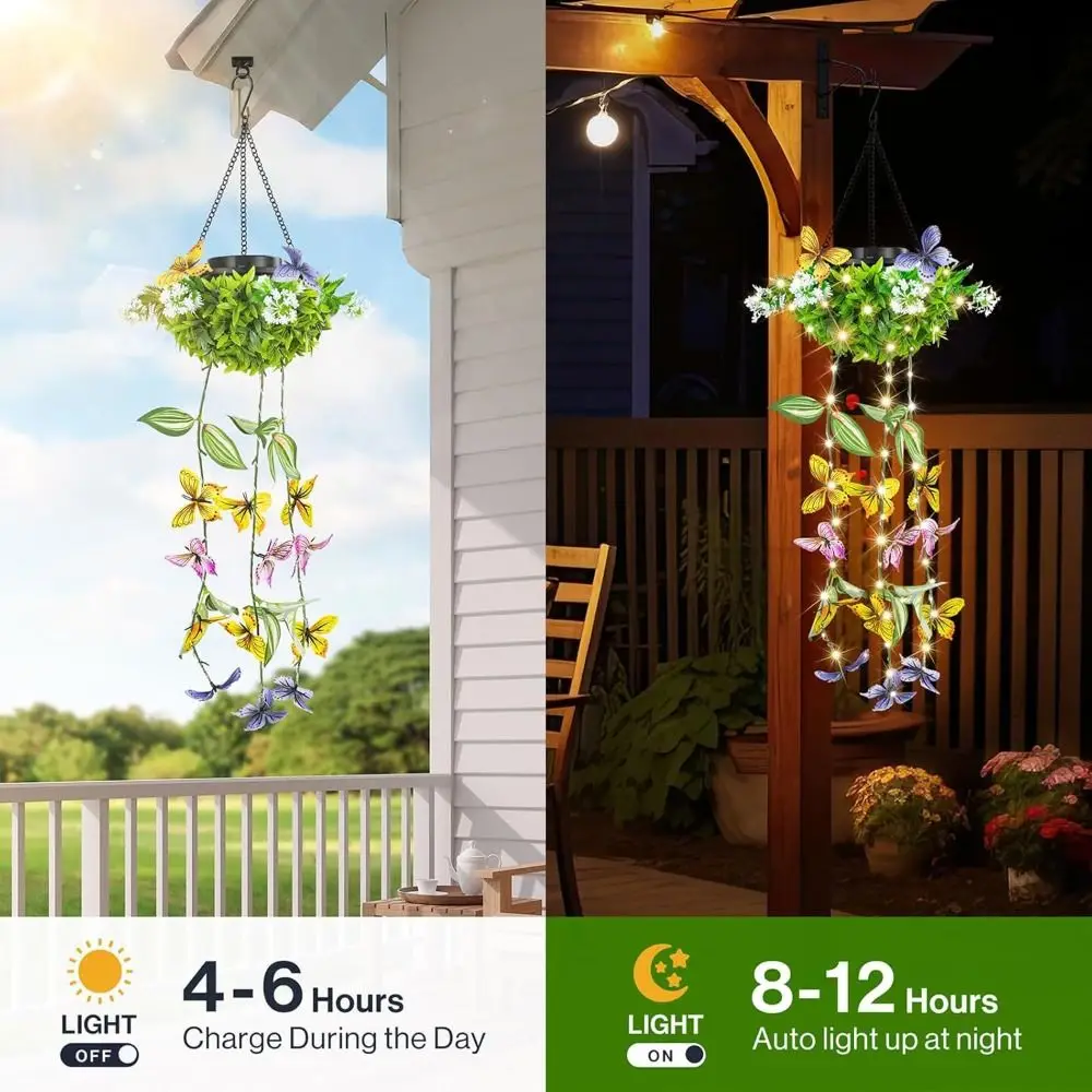 Waterproof Design Solar Butterfly Lamp Butterfly Decoration Vine Style Solar Vine Lamp Solar Powered Artificial Plant