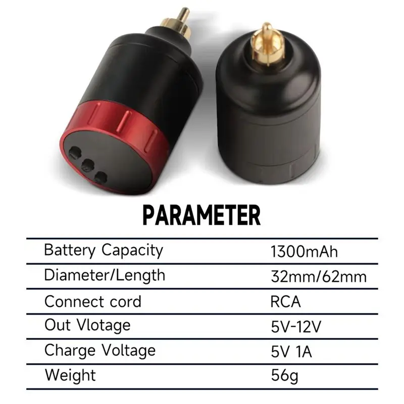 ABVS Mini Cordless Tattoo Power Supply 1350Mah Display Portable Rechargeable Battery For Tattoo Machine Pen RCA Interface