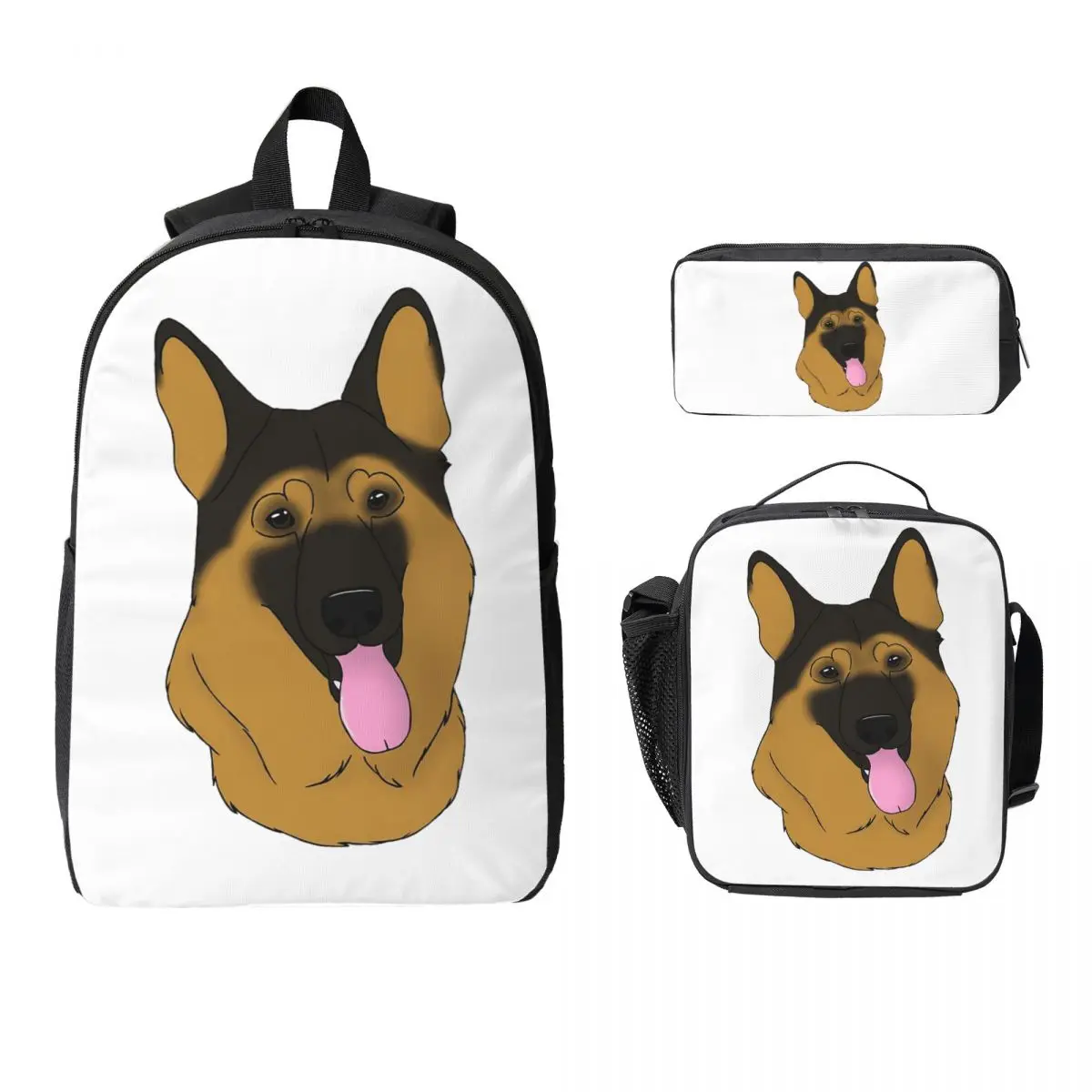

German Shepherd Dog - Black And Tan Backpack BookBag School Bag Computer Shoulder Bags 3ps Insulated Lunch Bag Pencil Case