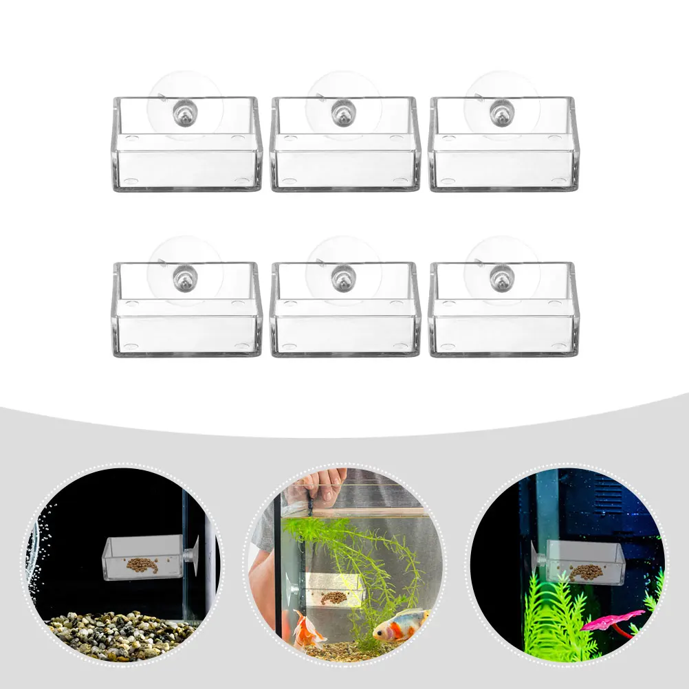 

6 Pcs Feeding Tray Fish Tank Feeder Aquatic Dish Crawl Acrylic Feeders for Aquariums Food Trays