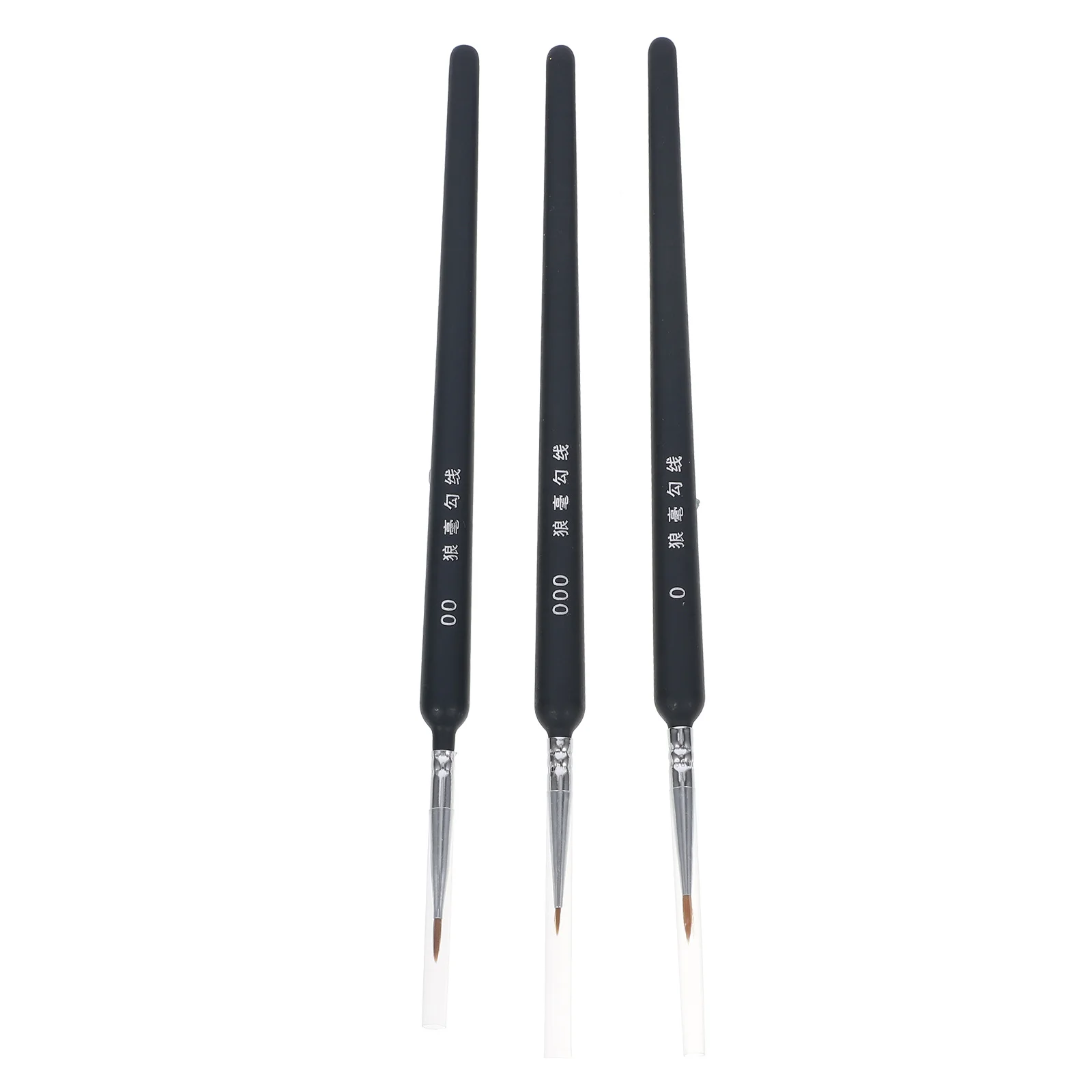 3 Pcs Miniatures Painting Nail Brushes Decorate Wooden Liners Wolf Hair Work