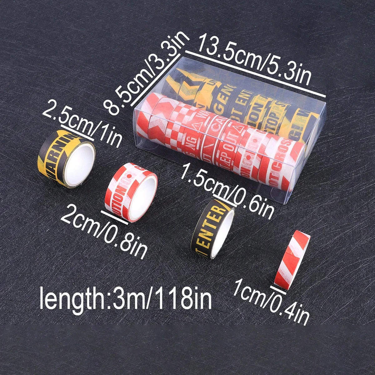 16 rotoli/scatola, modello di linea di avvertimento creativo e nastro washi, materiali decorativi artigianali, materiale scolastico di moda