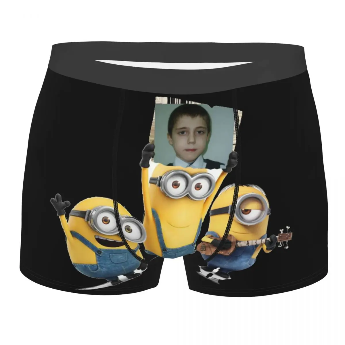 Custom M-Minions Cartoon Rock Roll Boxers Shorts Mens Briefs Underwear Cool Underpants