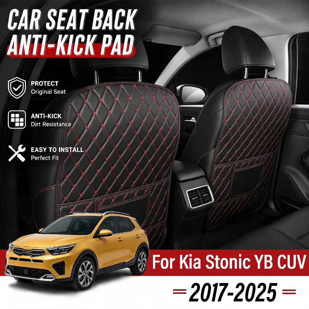 Easy Clean PU Anti Kick Mat Pads For Kia Stonic YB CUV 2017-2025 Dirt-Repellent, Two Color Choice, Quick Install Full Coverage