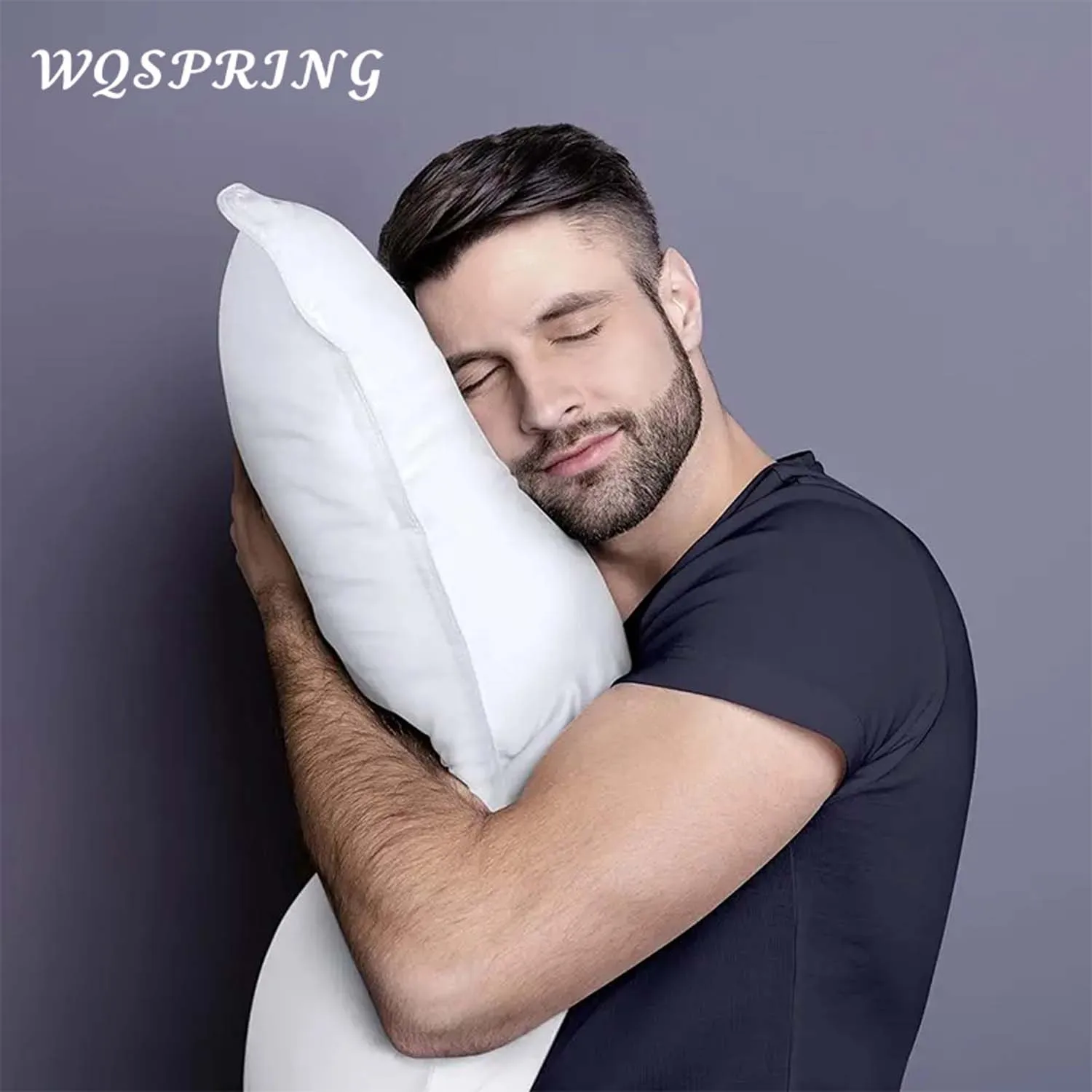 

WQSPRING 1Pc Soft Microfiber Bed Pillows For Sleeping Fluffy Fiber Filled Hypoallergenic Breathable Bedding For Hotel Home Decor