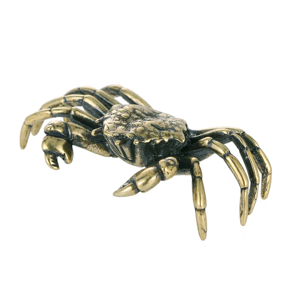 Pure Copper Crab Ornaments Brass Crab Crafts Crab Figurine Decoration Animal Statue Ornament Room Table Desktop Home Decoration