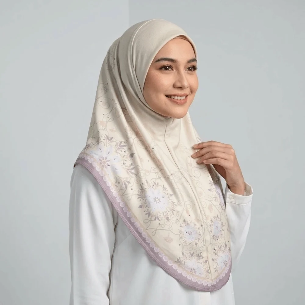 Breathable Eid Al-Fitr Long Floral Turban Adjustable Multiple Colors Printed Arab Lady Headscarf Versatile Elastic