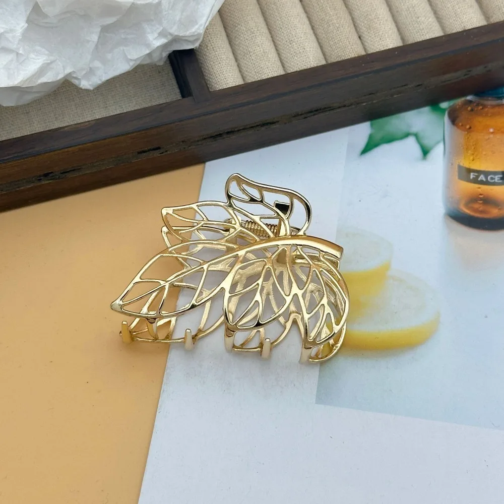 1 Stück Modische Boho Hohlblatt-Haarklammer Große Metall-Haarspange für Dickes Haar Elegantes Naturinspiriertes Haaraccessoire für Frauen – Detail 5