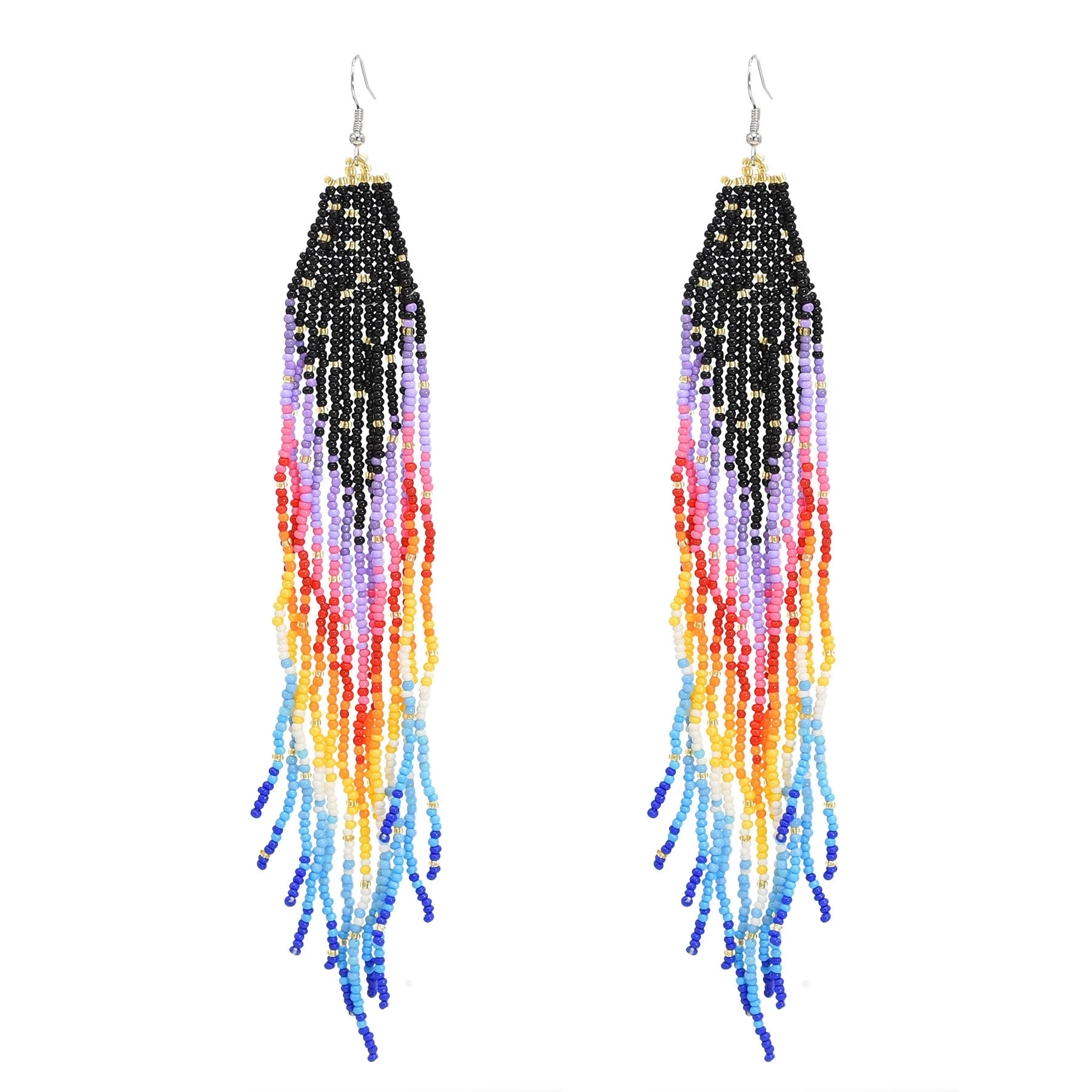 Bohemian Color Seed Beads Dangle Drop Earrings For Women African Bride Wedding Long Tassel Gypsy Ethnic Tribal Vintage Jewelry