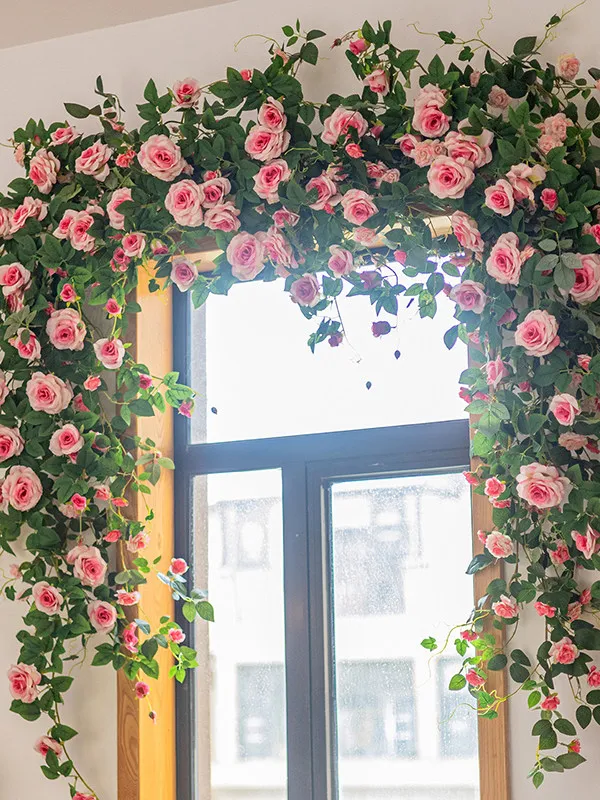 

Scoop up the simulated rose vine, fake flower rattan, air conditioning pipes, winding vines, wall decoration, obscuring bionic