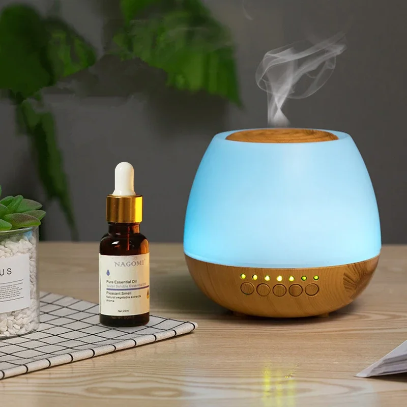 Ultrasonic Essential Oil Diffuser Aromatherapy Humidifier with Wood Grain Design, 7 LED Light Colors - Home Office Essential