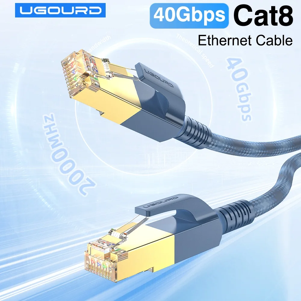 Cat8 Ethernet Cable 40Gbps RJ45 Cat 8 Internet Networking Cable 0.5m 1m 2m 3m 10m 15m 20m 30m for Router No Latency Supports POE