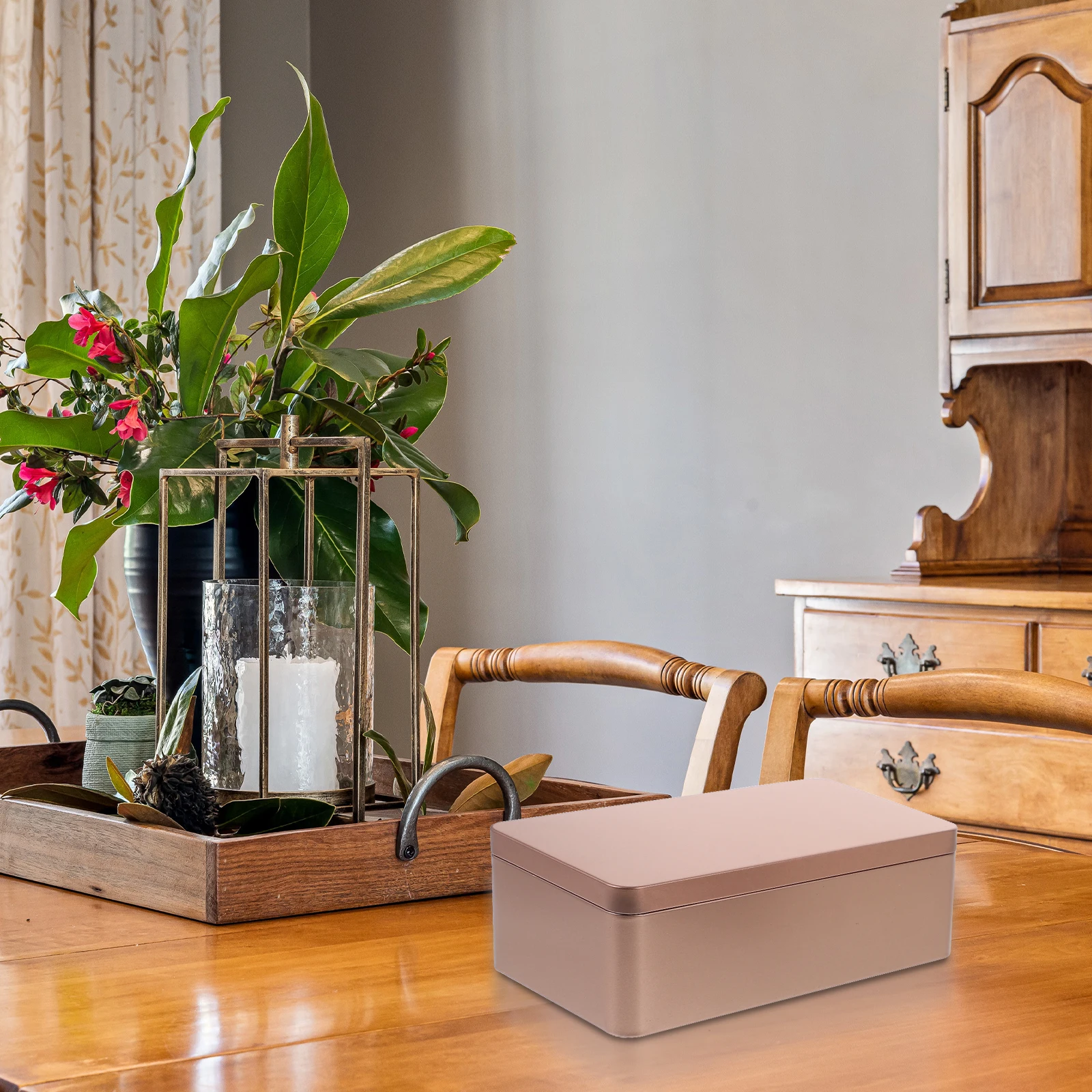 

2Pcs Rectangular Tinplate Boxes Mini Portable Tea Leaf Storage Containers Smooth Edges Leakproof Travel Organizer