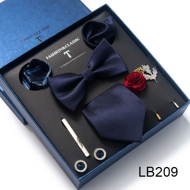 Hochwertiges Krawatten-Set, luxuriöse Geschenkbox, Seidenkrawatten-Set, 8 cm, festliches Geschenk, Krawatte, Einstecktücher, blaues Weihnachtsgeschenk – Detail 10