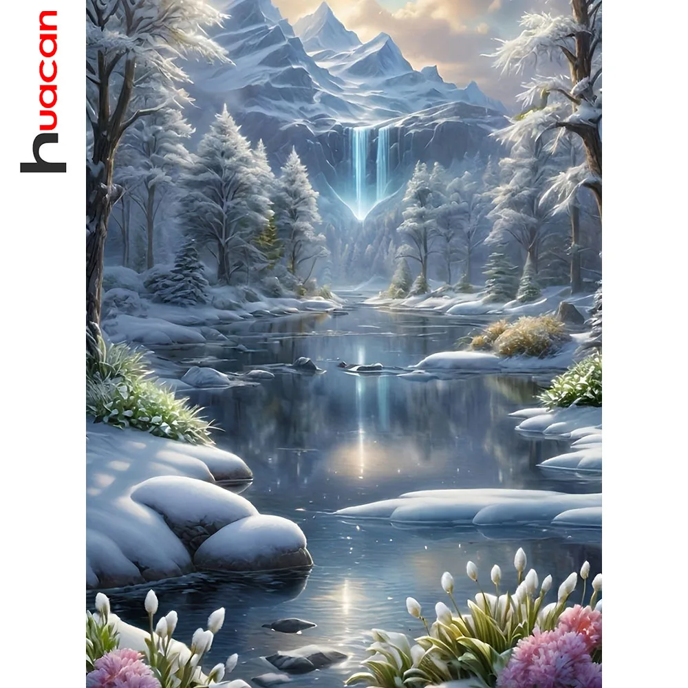 Huacan Diamantmalerei Landschaft Vollquadratisch Rund Stickerei Bergbild mit Strass Handgemachtes Geschenk