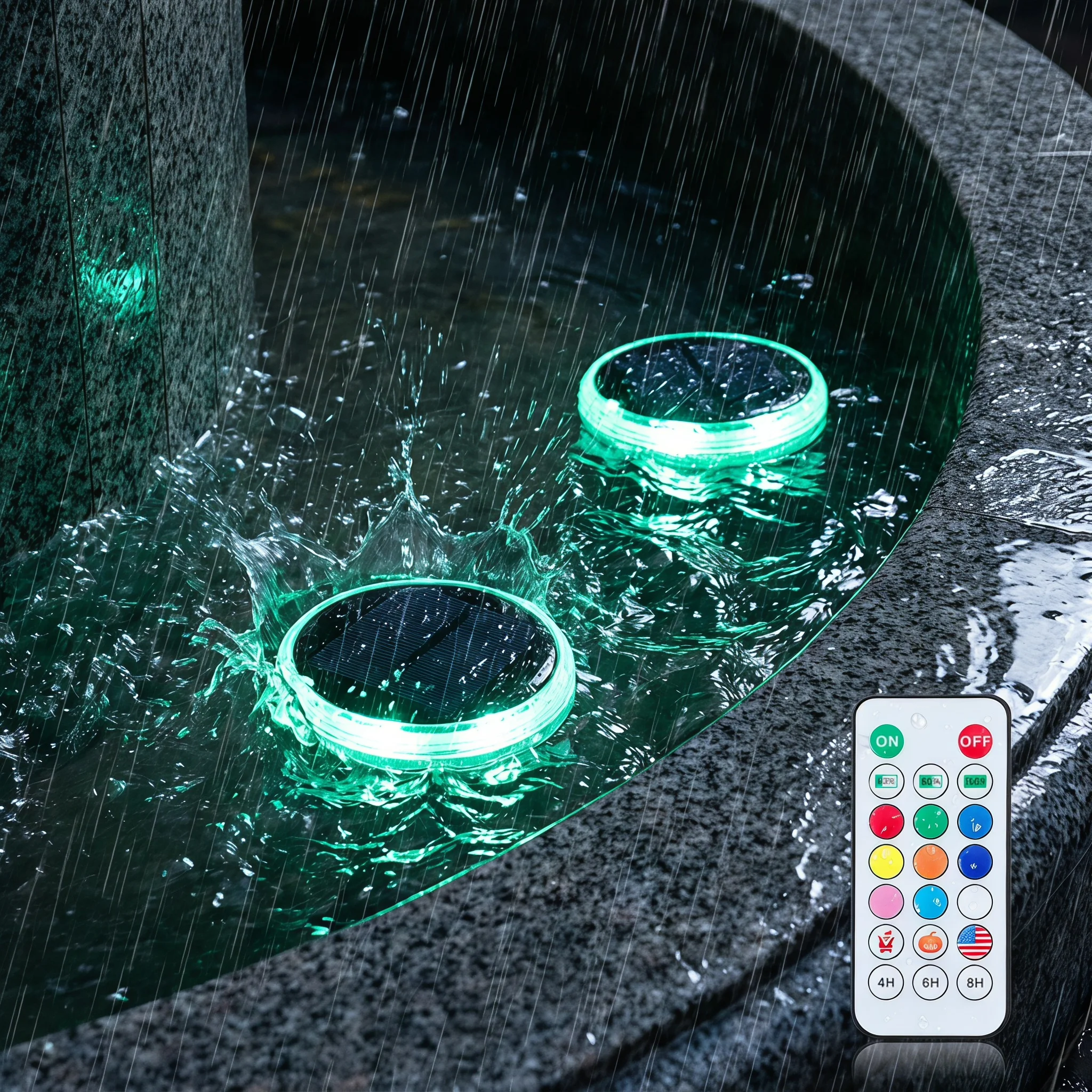 ARLGSITE Solar Floating Pool Light (with Remote Control) - IP67 Waterproof LED Pool Decorative Light, Supports 12 Color Modes